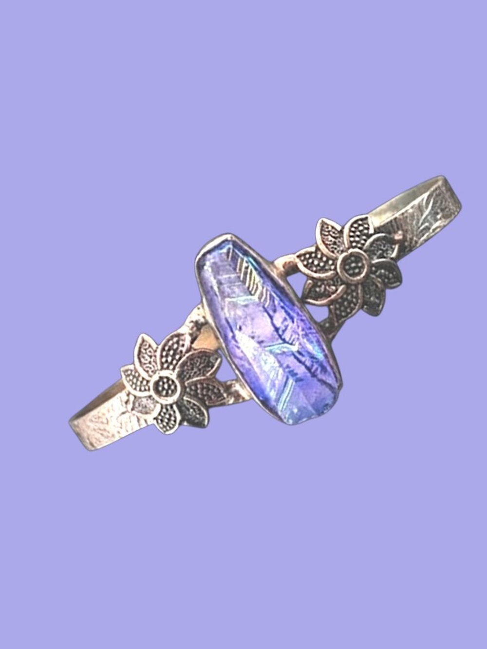 Titanium Druzy 925 Silver Handmade Bangle/Bracelet